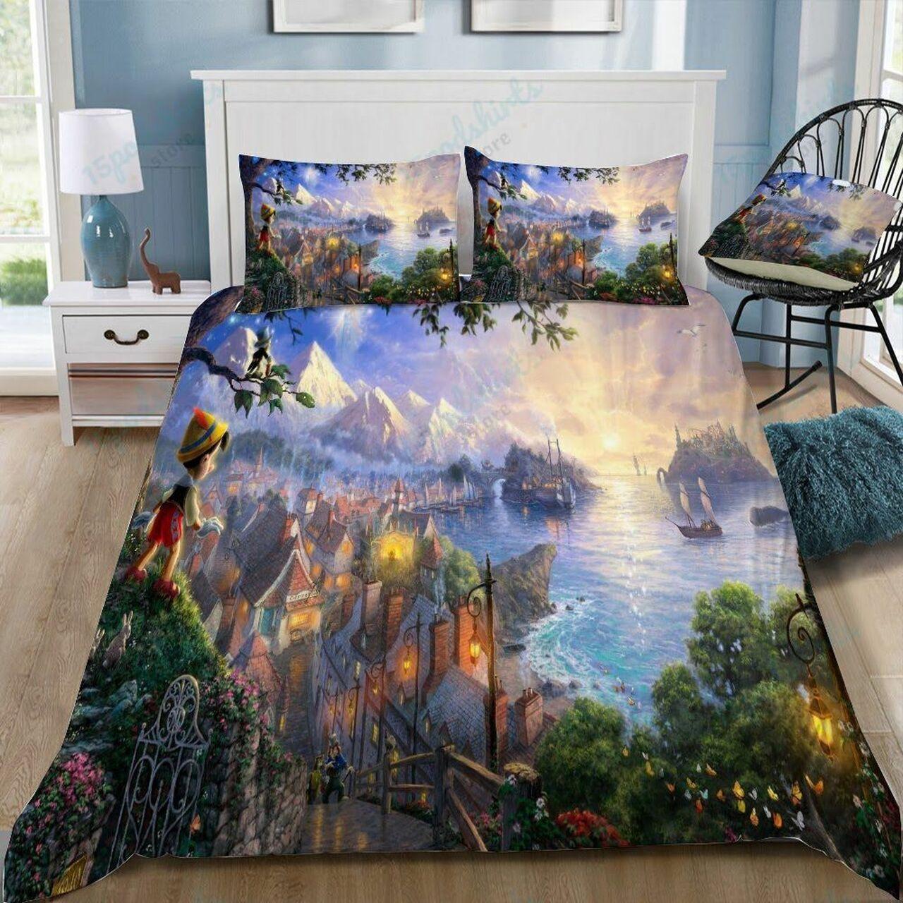 Disney Pinocchio Beautiful Decor For Disney Fan Bedding Set Duvet Cover Meaningful Gift For Love