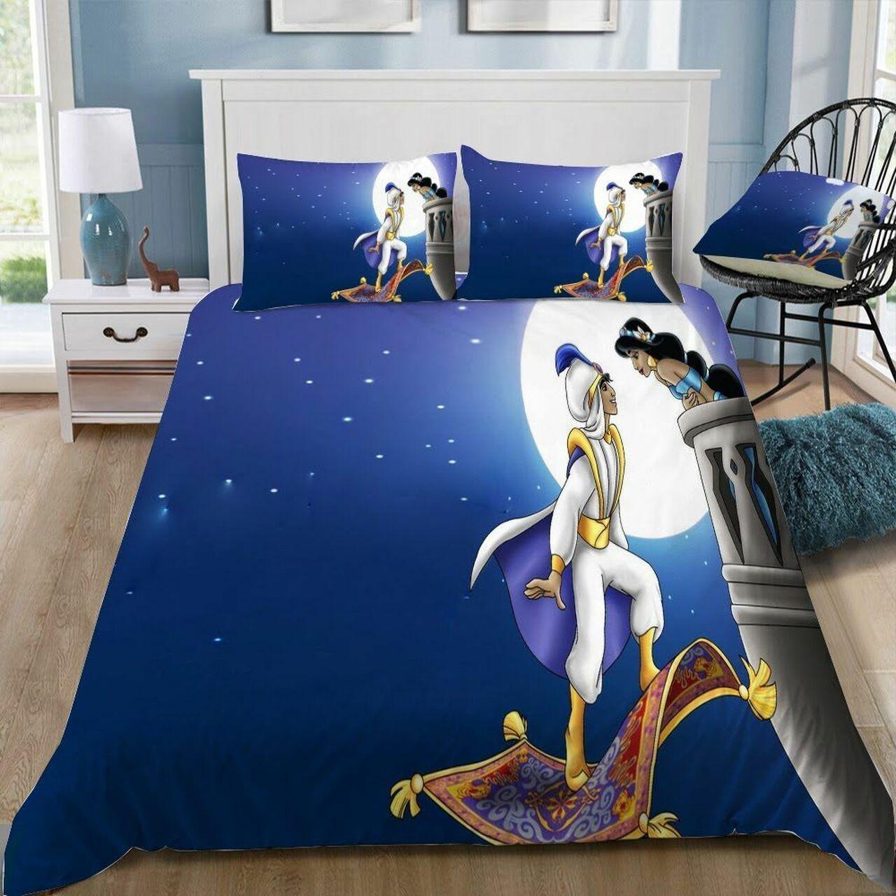 Disney Aladdin And Jasmine 1 Beautiful Decor For Disney Fan Bedding Set Duvet Cover Meaningful Gift For Love