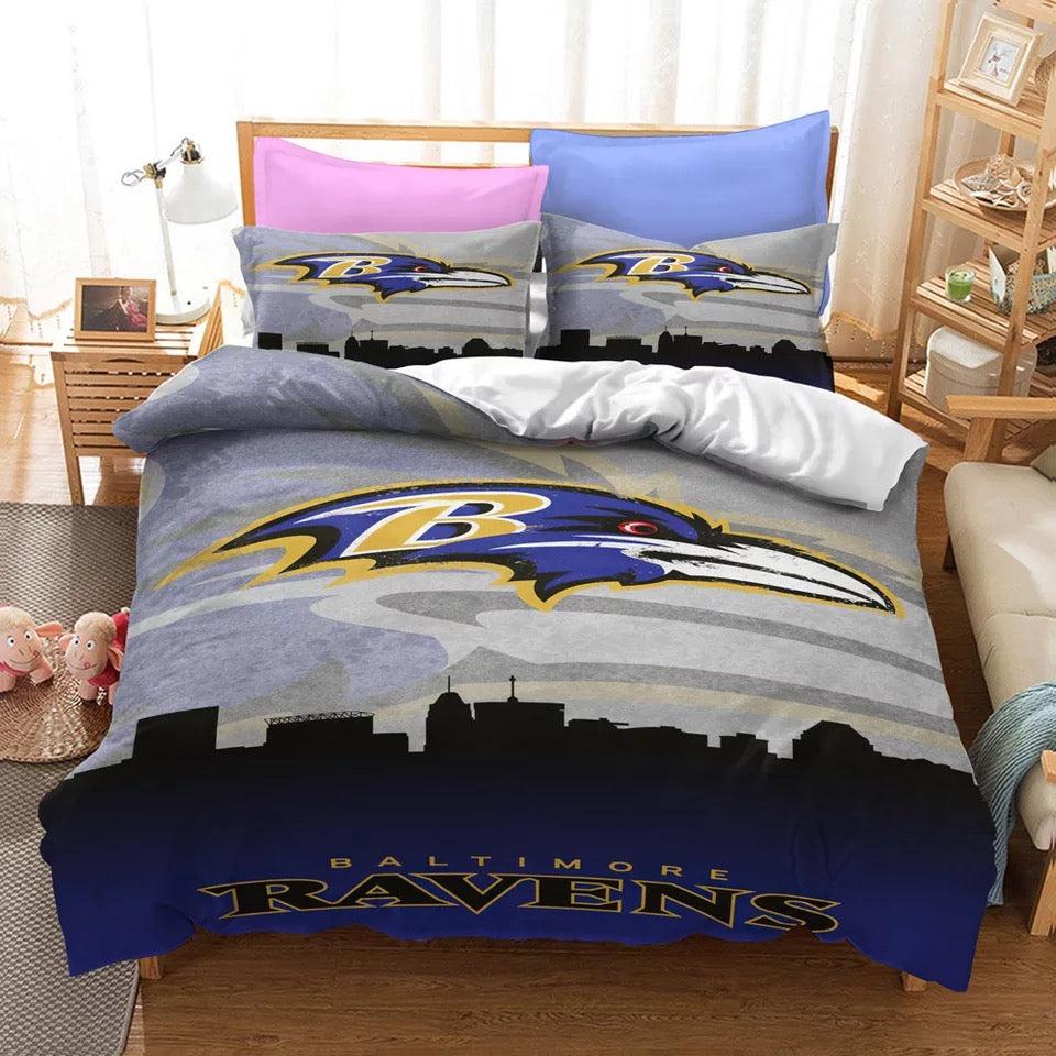 NFL Baltimore Ravens Duvet Cover Quilt Cover Pillowcase Bedding Set Home Bedroom Decor