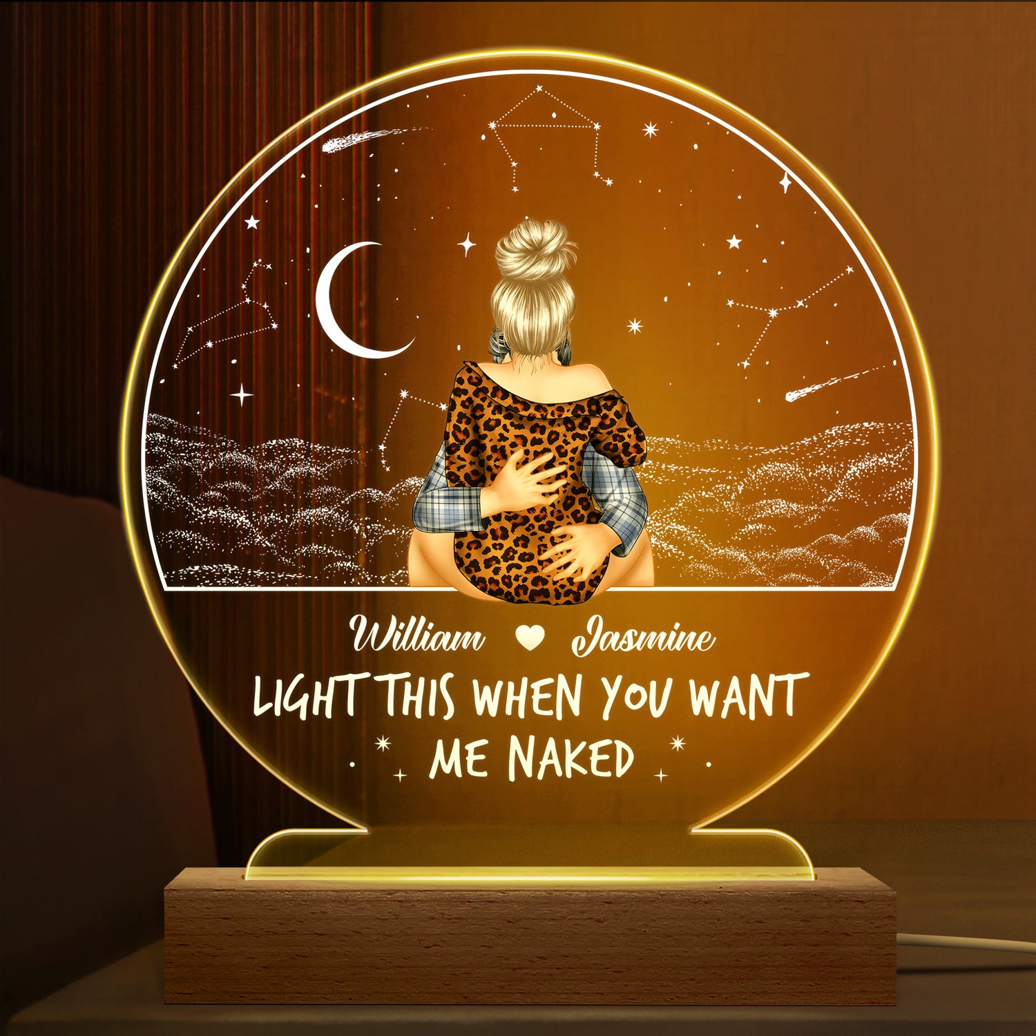 Light This When You Want Gift For Couple Allleftout 3D Led Light Wooden Base