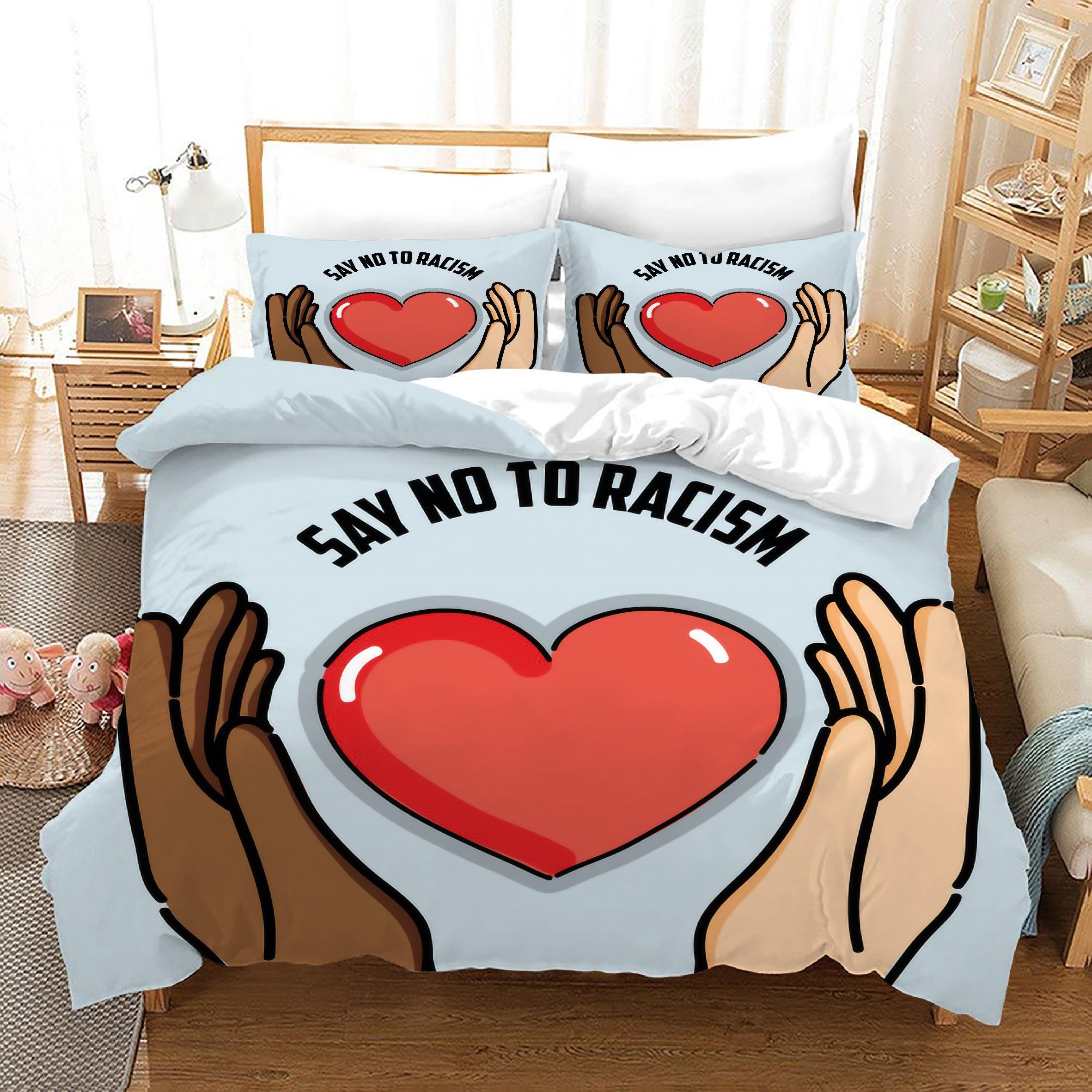No To Racism #25 Duvet Cover Quilt Cover Pillowcase Bedding Set Home Bedroom Decor