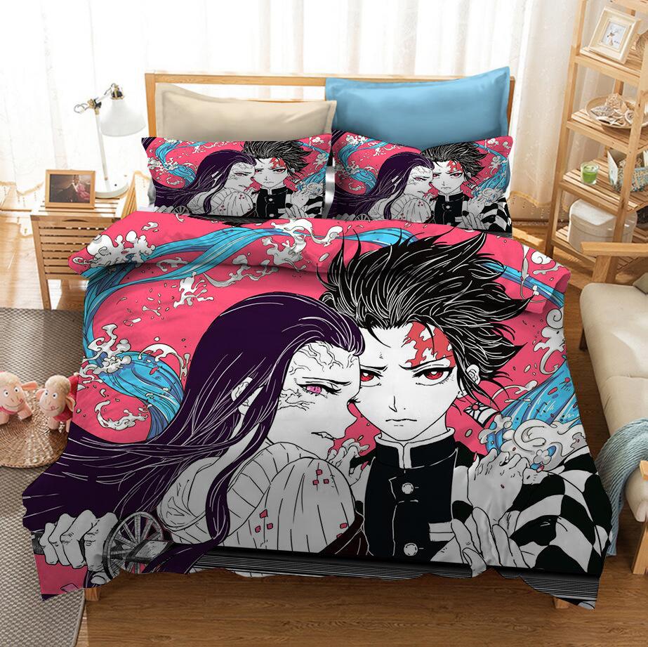 Demon Slayer Kimetsu no Yaiba Kochou Shinobu Little Nezuko Duvet Cover Quilt Cover Pillowcase Bedding Set