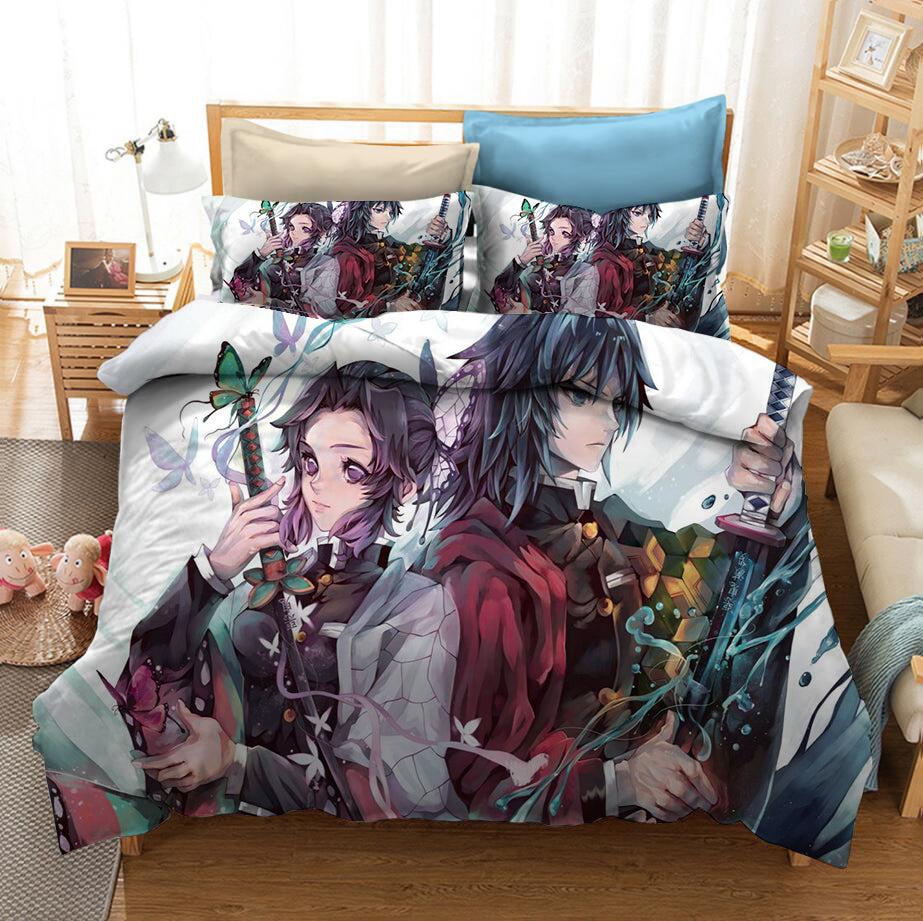 Demon Slayer Kimetsu no Yaiba Kochou Shinobu Tomioka Shinobu Kocho Duvet Cover Quilt Cover Pillowcase Bedding Set