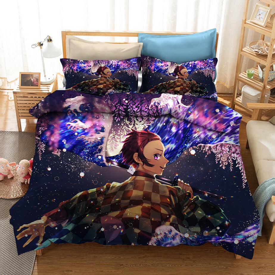 Demon Slayer Kimetsu no Yaiba Kochou Shinobu Tanjiro Sakura Duvet Cover Quilt Cover Pillowcase Bedding Set