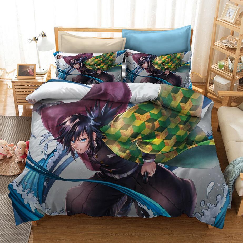 Demon Slayer Kimetsu no Yaiba Kochou Shinobu Water Hashira Giyuu Duvet Cover Quilt Cover Pillowcase Bedding Set
