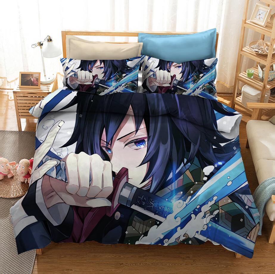 Demon Slayer Kimetsu no Yaiba Kochou Shinobu Giyu Duvet Cover Quilt Cover Pillowcase Bedding Set