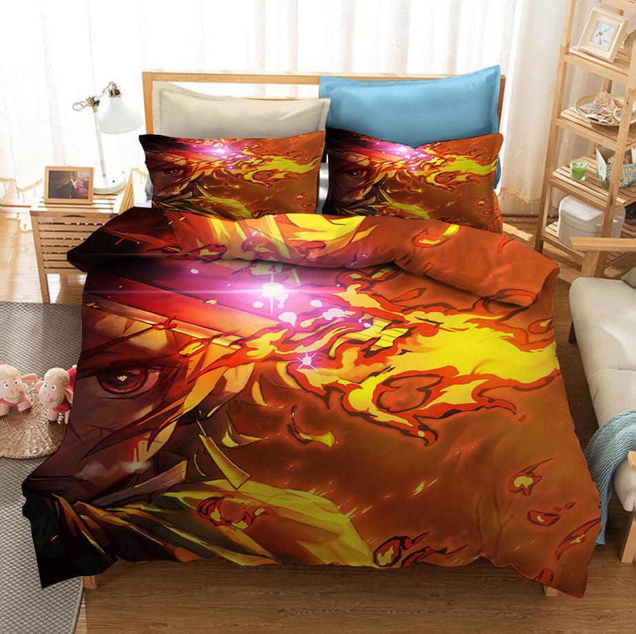 Demon Slayer Kimetsu no Yaiba Kochou Shinobu Shinjuro Rengoku Duvet Cover Quilt Cover Pillowcase Bedding Set