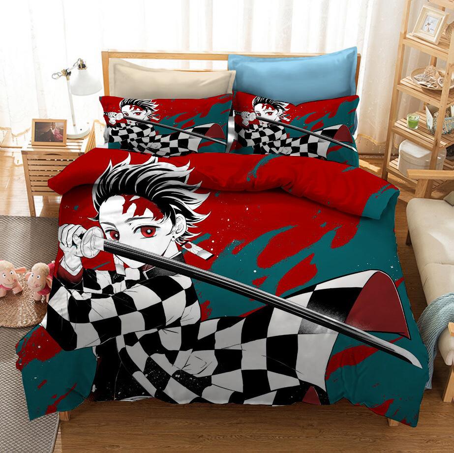 Demon Slayer Kimetsu no Yaiba Kochou Shinobu Tanjiro Kamado Duvet Cover Quilt Cover Pillowcase Bedding Set