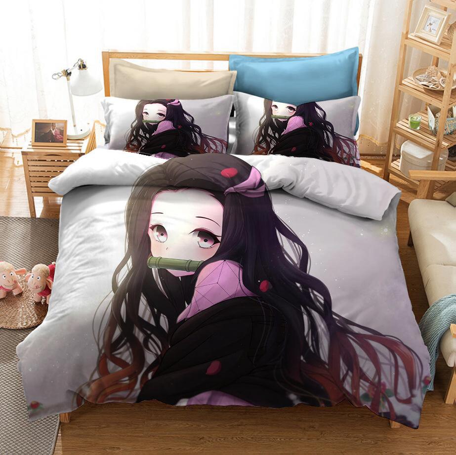 Demon Slayer Kimetsu no Yaiba Kochou Shinobu Nezuko Duvet Cover Quilt Cover Pillowcase Bedding Set
