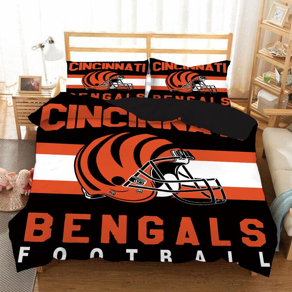 NFL Cincinnati Bengals Duvet Cover Quilt Cover Pillowcase Bedding Set Home Bedroom Decor