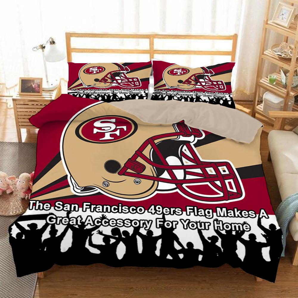NFL San Francisco 49ers Duvet Cover Quilt Cover Pillowcase Bedding Set Home Bedroom Decor