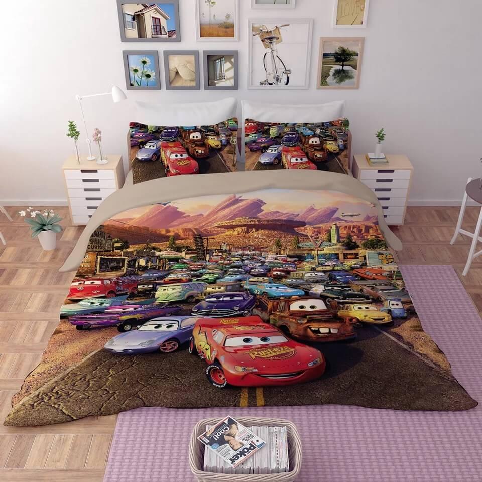 Movie Cars Lightning McQueen #8 Duvet Cover Quilt Cover Pillowcase Bedding Set Line