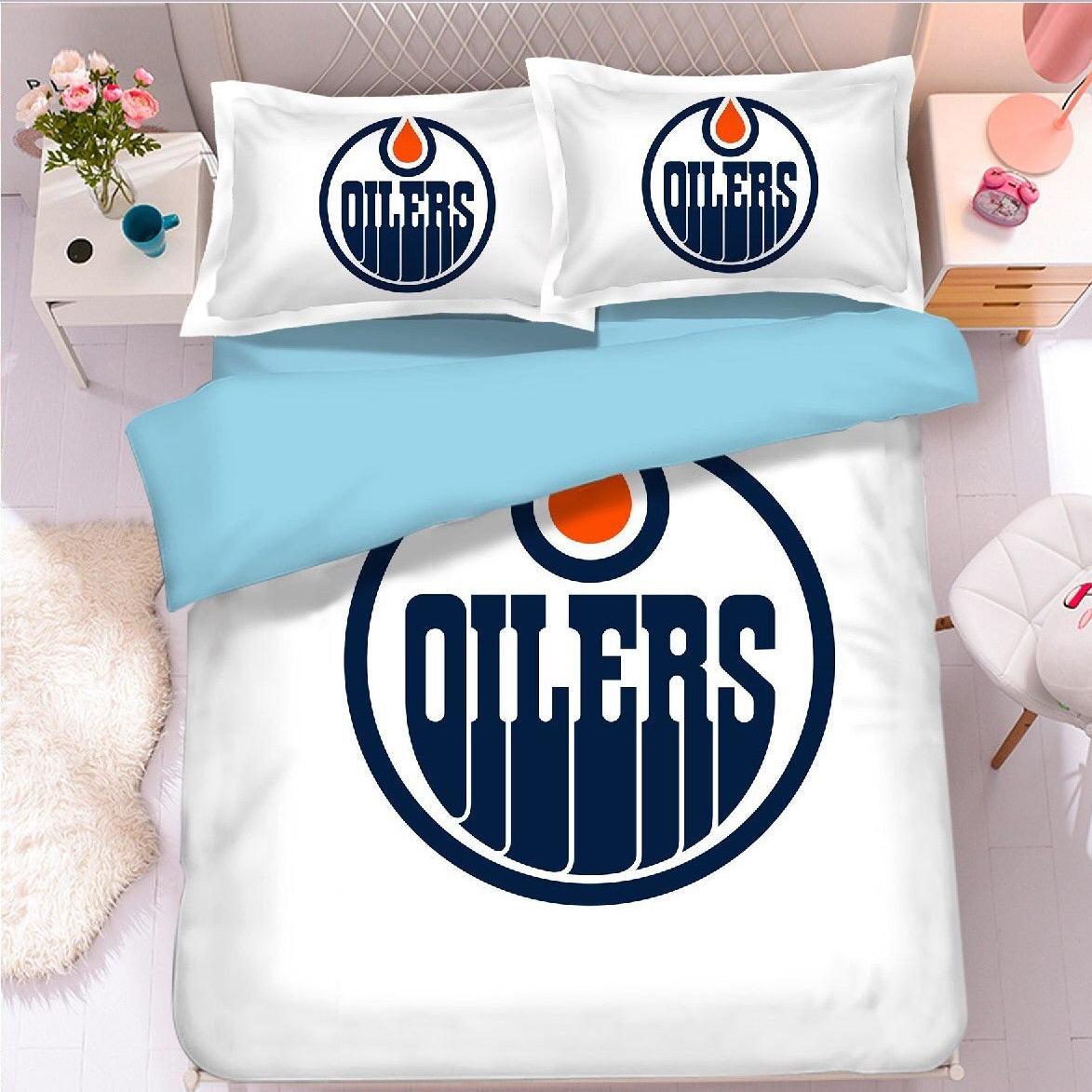 Ice Hockey Edmonton Oilers Duvet Cover Quilt Cover Pillowcase Bedding Set Home Bedroom Decor