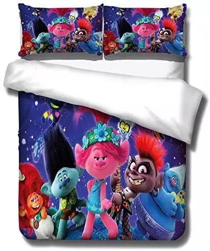 Trolls Poppy #2 Duvet Cover Quilt Cover Pillowcase Bedding Set Home Bedroom Decor