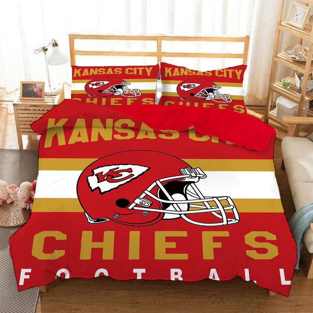 NFL Kansas City Chiefs Football League Duvet Cover Quilt Cover Pillowcase Bedding Set Home Bedroom Decor