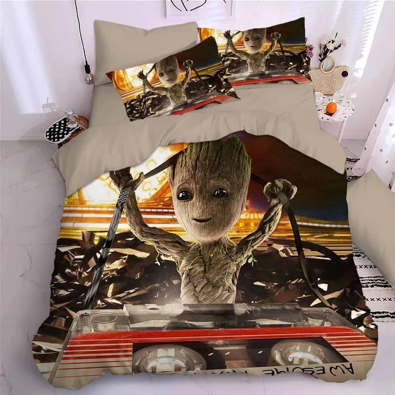 Guardians of the Galaxy Groot Star Lord Rocket #4 Duvet Cover Quilt Cover Pillowcase Bedding Set