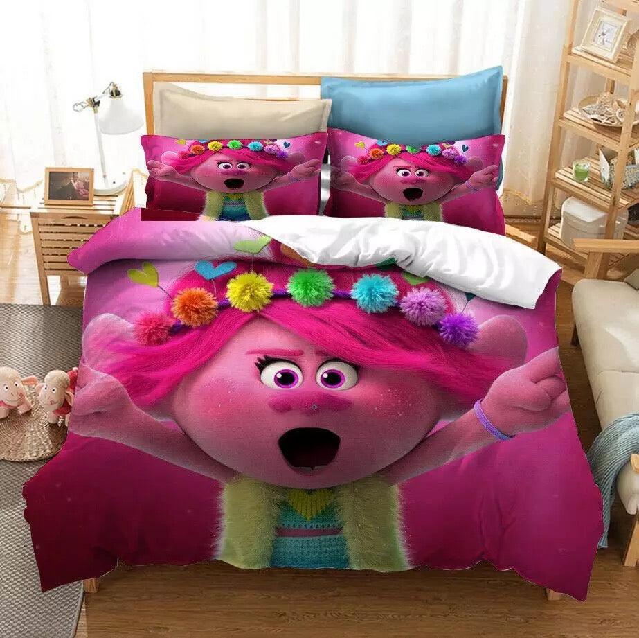 Trolls Poppy #6 Duvet Cover Quilt Cover Pillowcase Bedding Set Home Bedroom Decor