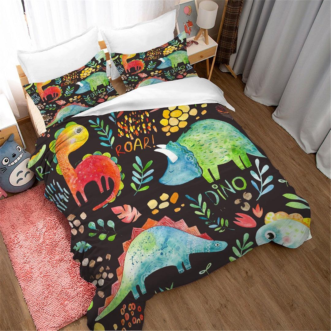 Cartoon Little Dinosaur #6 Duvet Case Quilt Cover Pillowcase Bedding Set for Kids Home Decor