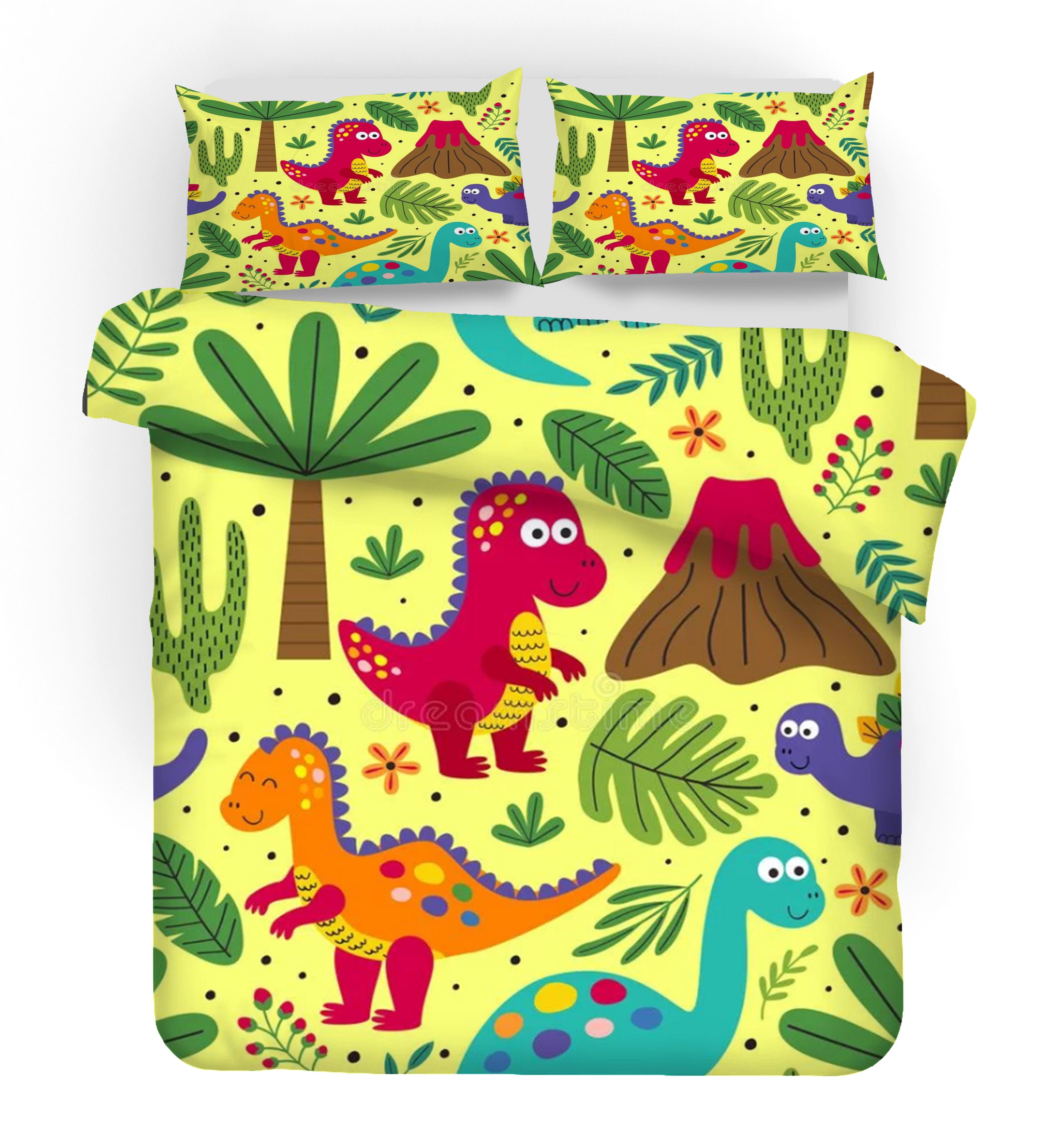 Cartoon Little Dinosaur #7 Duvet Case Quilt Cover Pillowcase Bedding Set for Kids Home Decor