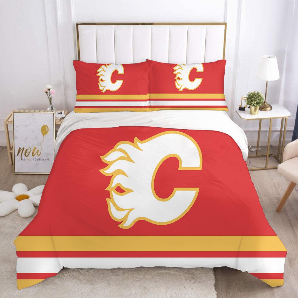 Calgary Flames Hockey League 3D Printed Duvet Cover Quilt Cover Pillowcase Bedding Set Home Decor