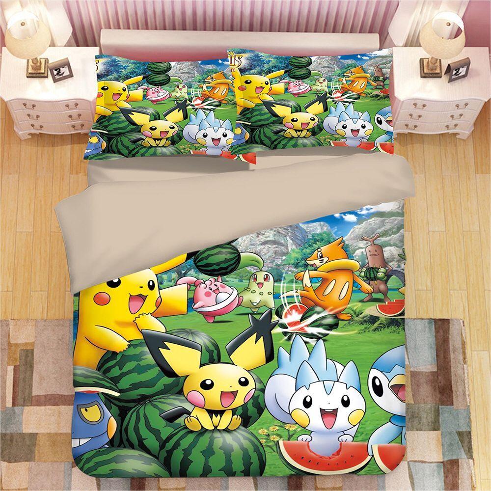 Cartoon Pikachu #5 Duvet Cover Quilt Cover Pillowcase Animation Bedding Set