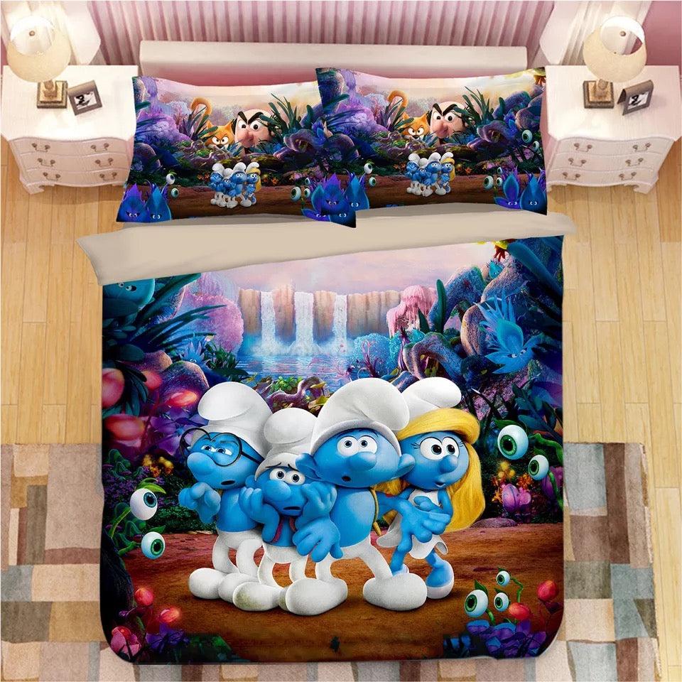 The Smurfs Clumsy Smurf Smurfette #10 Duvet Cover Quilt Cover Pillowcase Bedding Set Home Decor