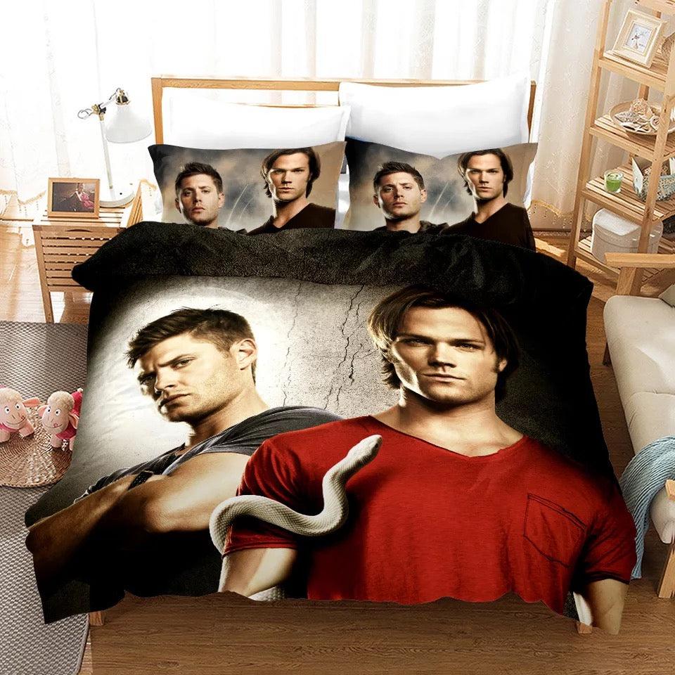 Supernatural Dean Sam Winchester #2 Duvet Cover Quilt Cover Pillowcase Bedding Set Home Decor