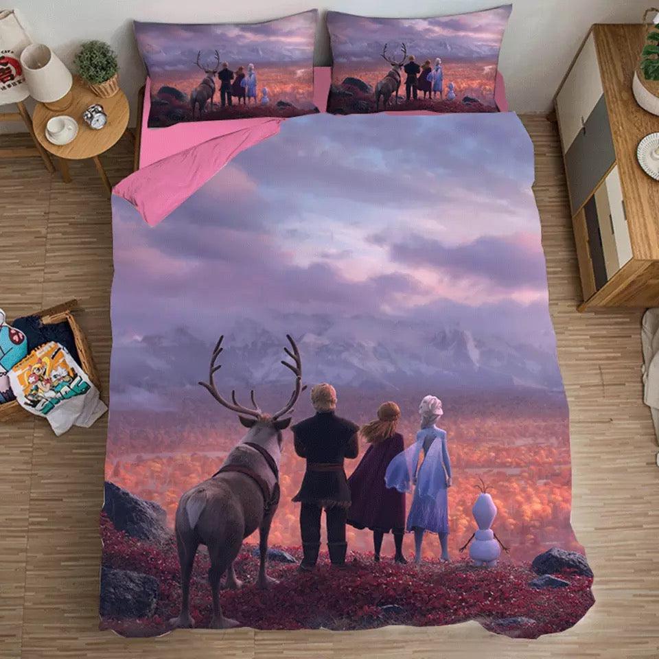 Frozen Anna Elsa Princess #14 Duvet Cover Quilt Cover Pillowcase Bedding Set Home Bedroom Decor
