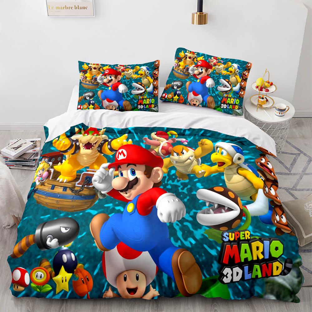Super Mario Cosplay Bedding Set Full Duvet Cover Comforter Bed Sheets