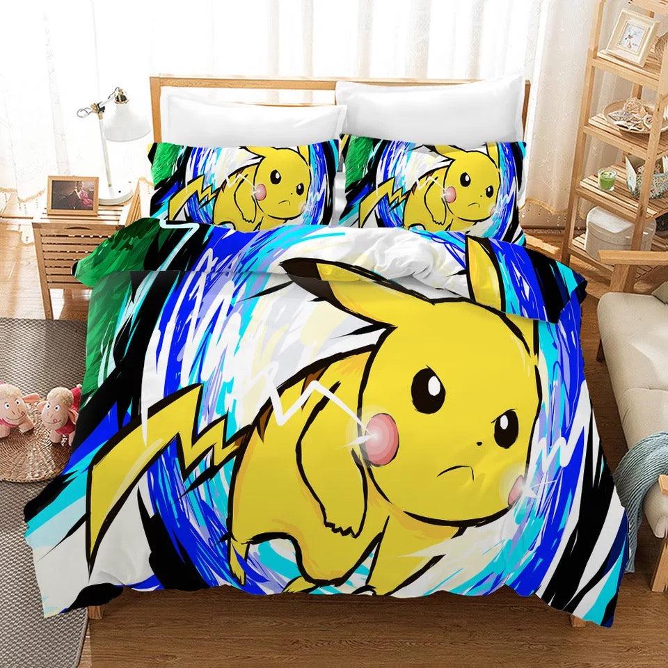 Pokemon Pikachu #5 Duvet Cover Quilt Cover Pillowcase Bedding Set Home Bedroom Decor