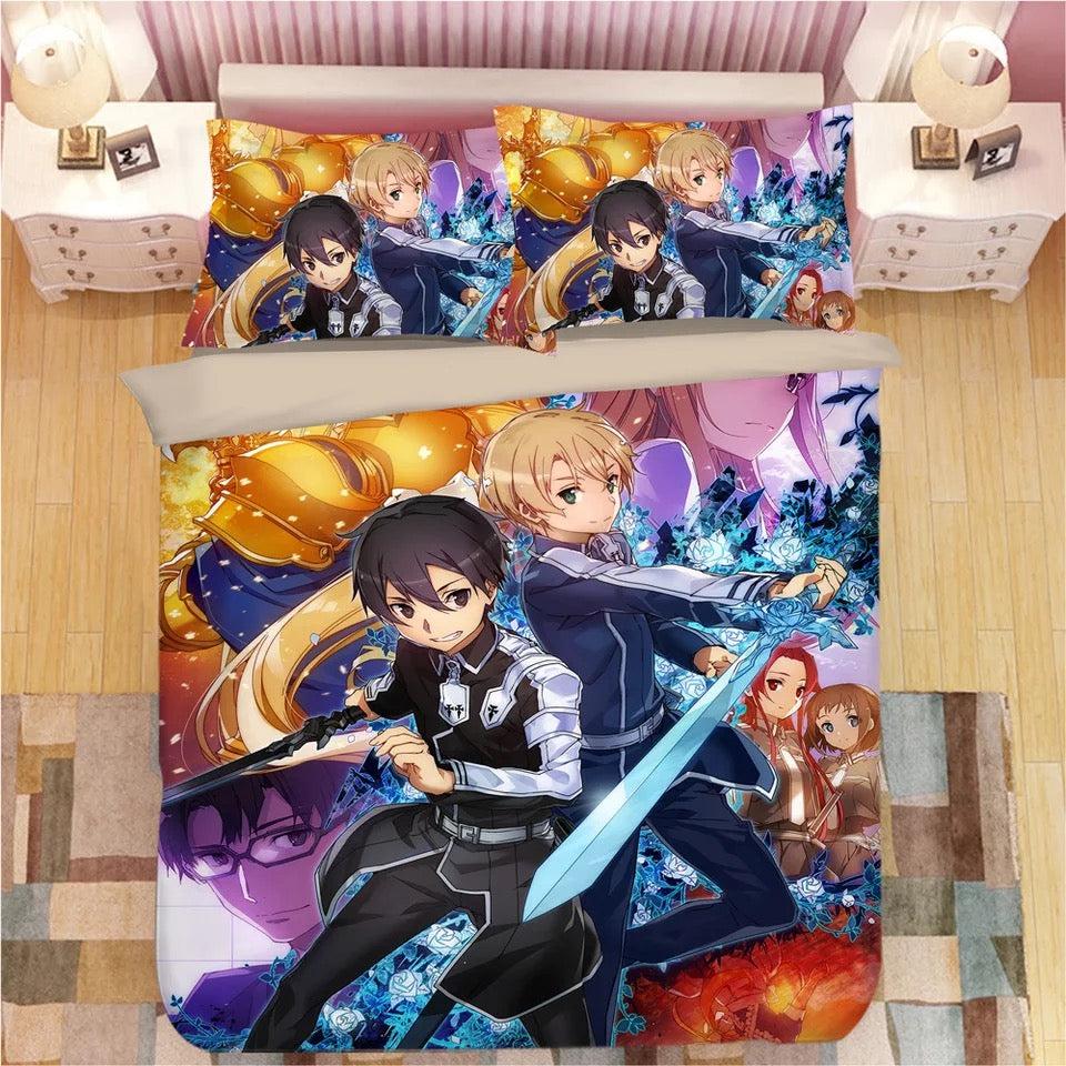 Sword Art Online SAO #1 Duvet Cover Quilt Cover Pillowcase Bedding Set Home Bedroom Decor