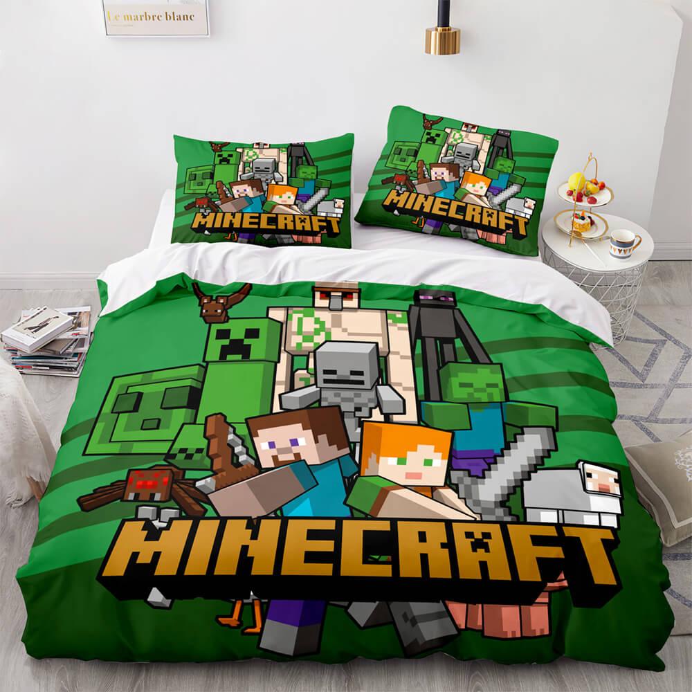 Minecraft Cosplay Bedding Set Full Duvet Cover Comforter Bed Sheets