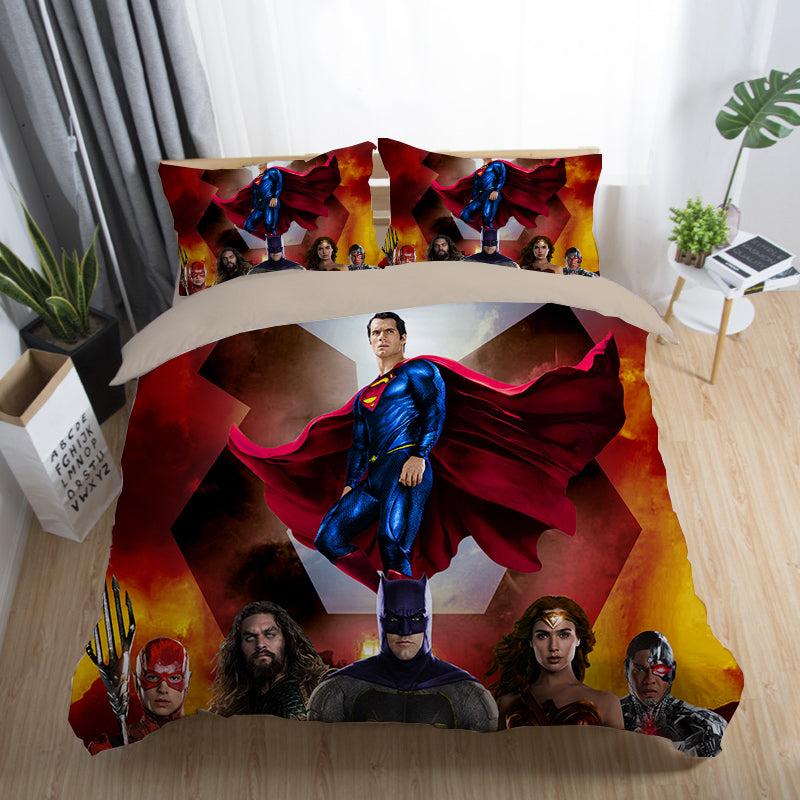 Justice League Wonder Woman Superman Batman The Flash Aquaman #6 Duvet Cover Quilt Cover Pillowcase Bedding Set Home Decor