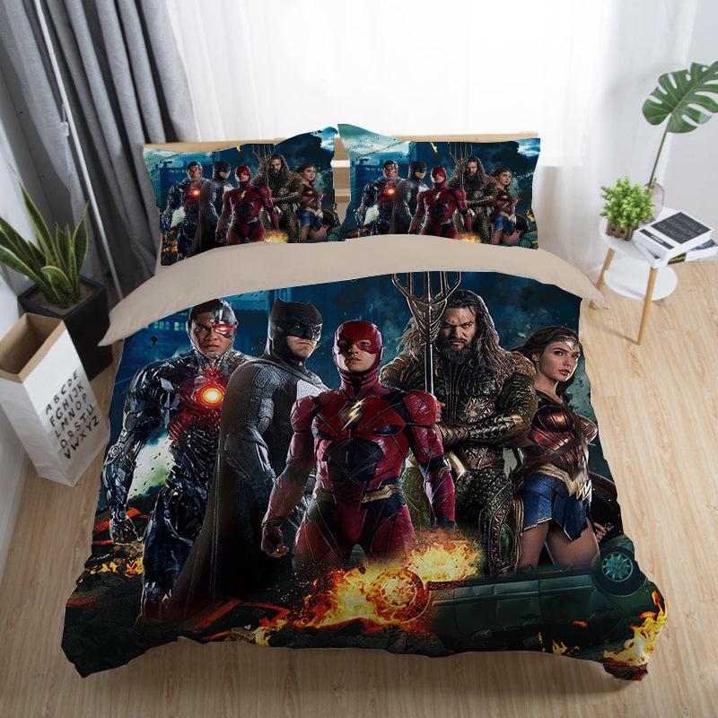 Justice League Wonder Woman Superman Batman The Flash Aquaman #4 Duvet Cover Quilt Cover Pillowcase Bedding Set Home Decor