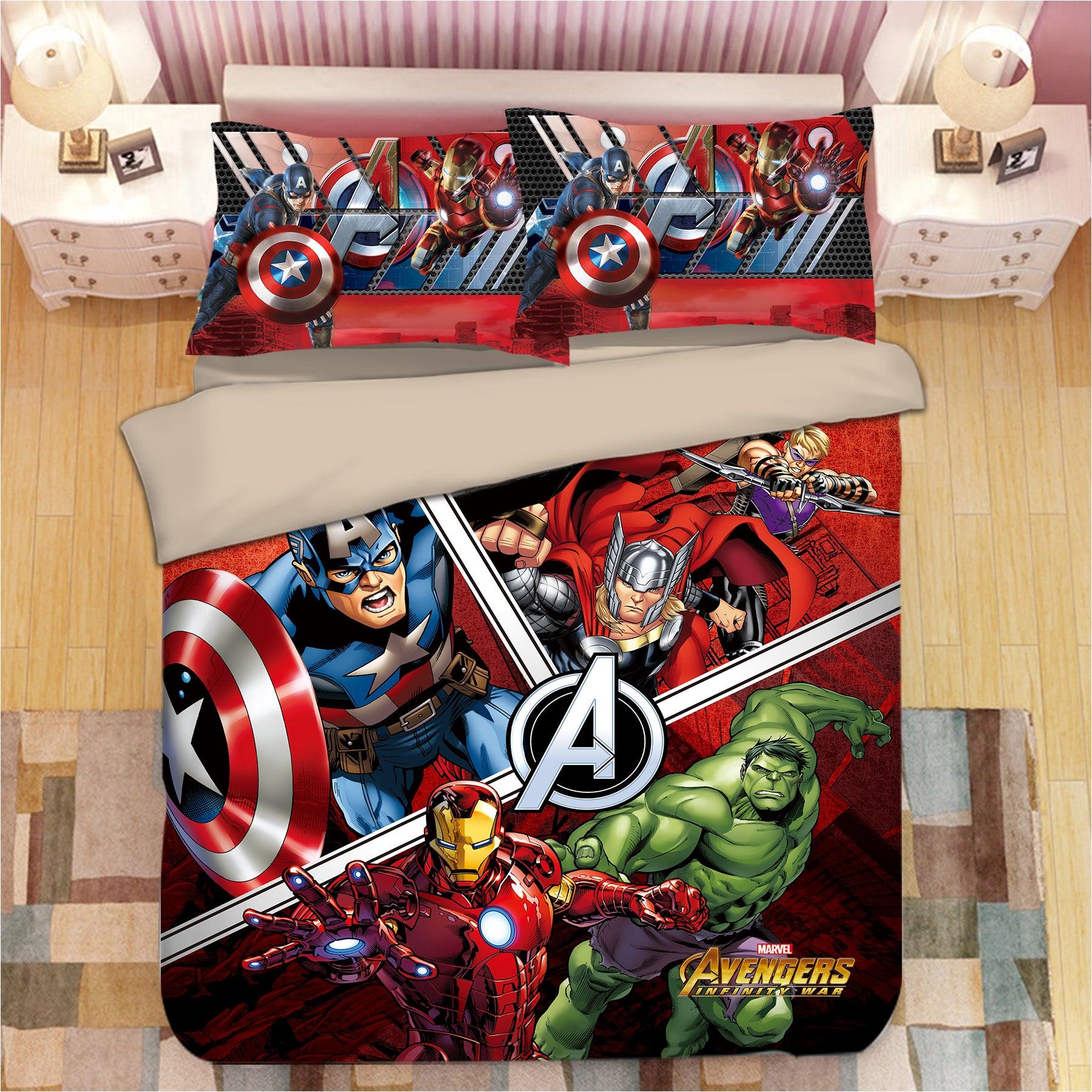 Avengers Captain America Hulk Iron Man Thor #2 Duvet Cover Quilt Cover Pillowcase Bedding Set Home Decor