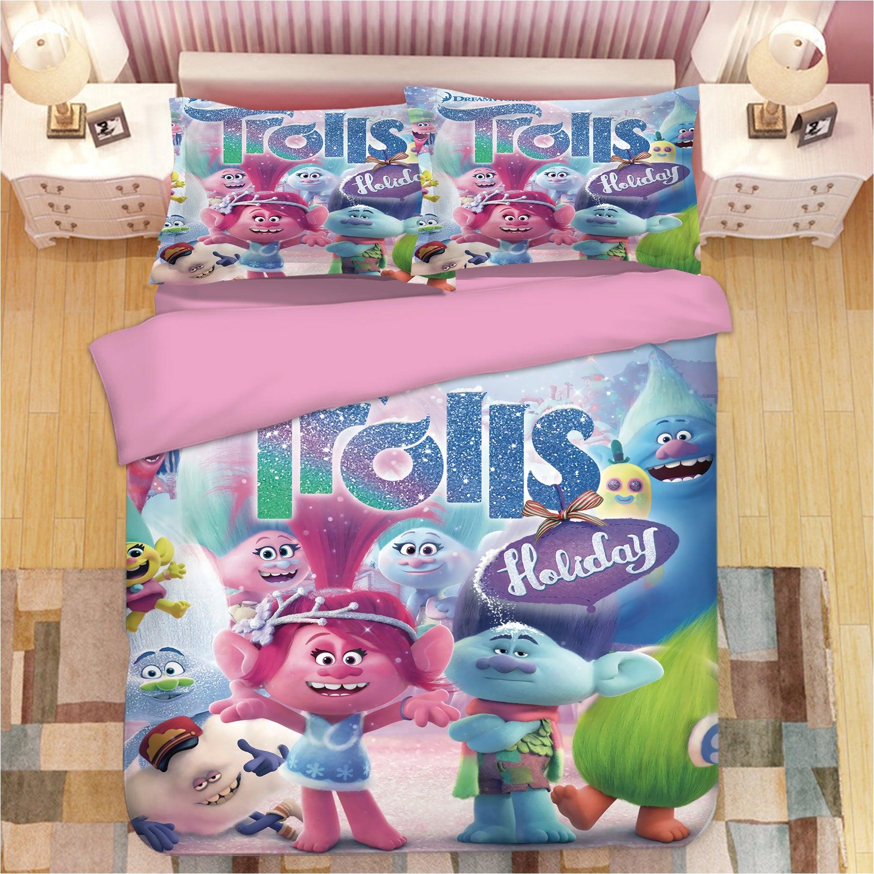 Trolls Poppy #16 Duvet Cover Quilt Cover Pillowcase Bedding Set Home Bedroom Decor