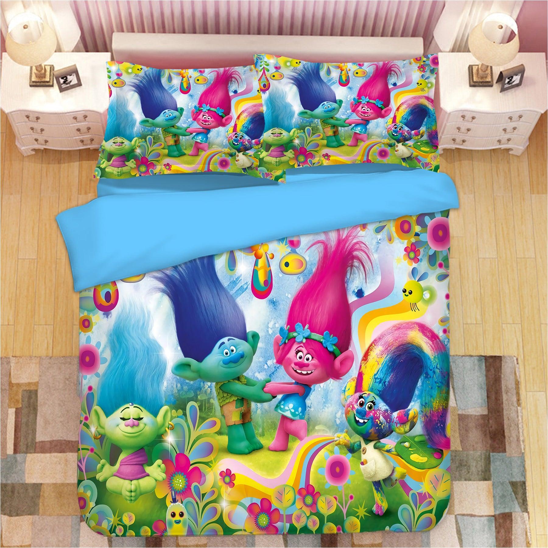 Trolls Poppy #12 Duvet Cover Quilt Cover Pillowcase Bedding Set Home Bedroom Decor