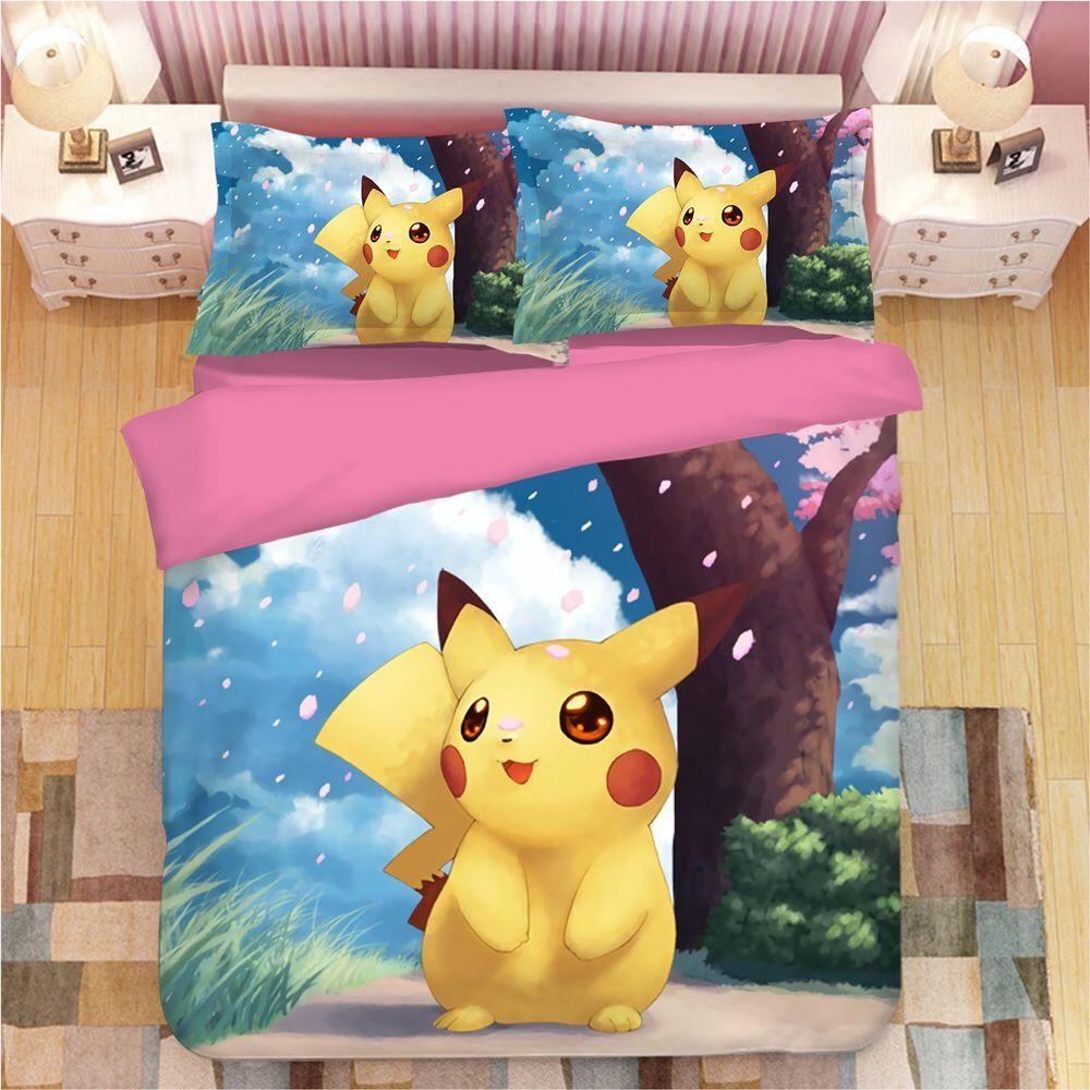 Cartoon Pikachu #2 Duvet Cover Quilt Cover Pillowcase Animation Bedding Set