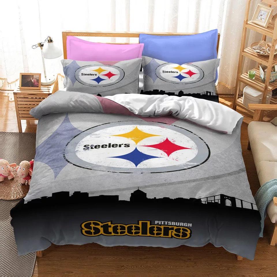 Pittsburgh Steelers Team NFL Duvet Cover Quilt Cover Pillowcase Bedding Set Home Bedroom Decor