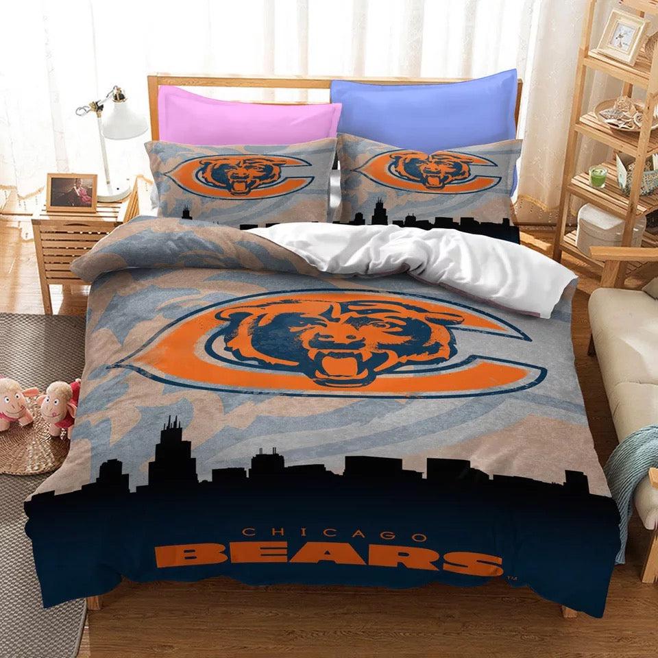 Chicago Bears Team NFL Duvet Cover Quilt Cover Pillowcase Bedding Set Home Bedroom Decor