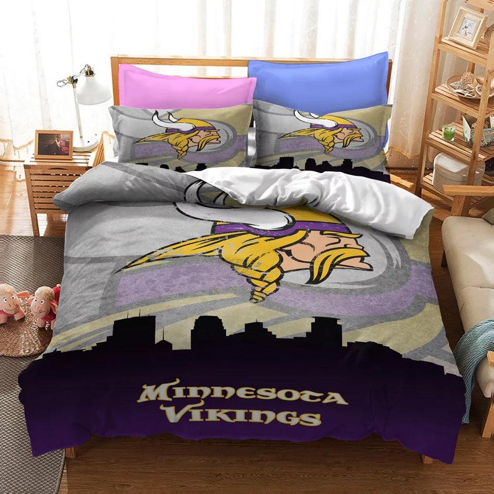 Minnesota Vikings Team NFL Duvet Cover Quilt Cover Pillowcase Bedding Set Home Bedroom Decor
