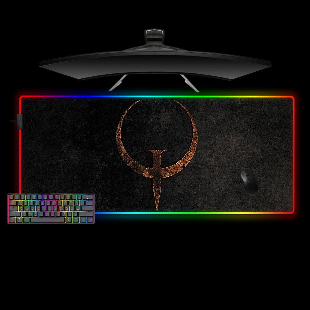 Allleftout Quake Rusty Logo Design M-Xxl Size Rgb Gaming Mouse Pad, Computer Desk Mat