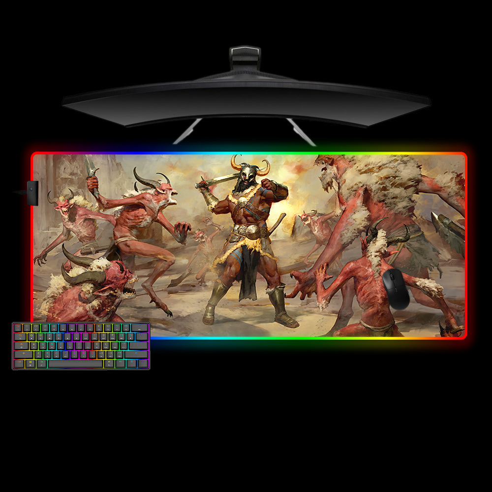 Allleftout Diablo Barbarian Design M-Xxl Size Rgb Gaming Mouse Pad, Computer Desk Mat