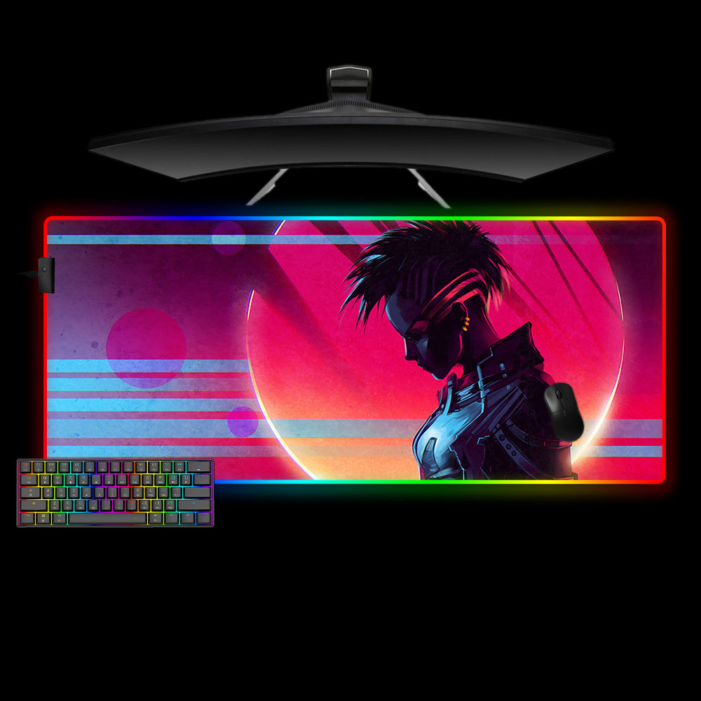 Allleftout Cyberpunk Synthwave Design M-Xxl Size Rgb Gaming Mouse Pad, Computer Desk Mat