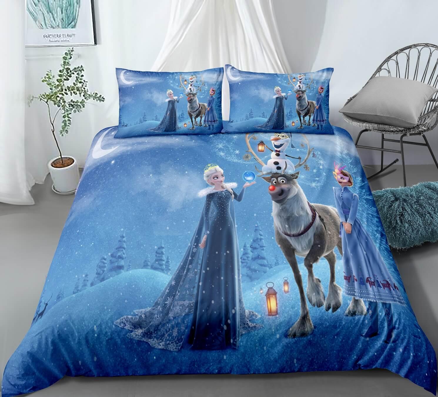 Frozen Anna Elsa Princess #17 Duvet Cover Quilt Cover Pillowcase Bedding Set Home Bedroom Decor