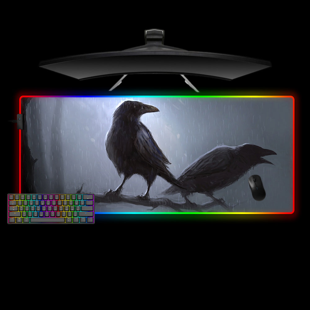 Allleftout Crows Design M-Xxl Size Rgb Gaming Mouse Pad, Computer Desk Mat