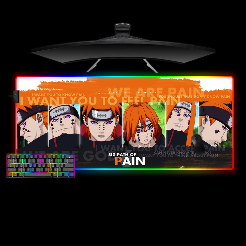 Allleftout Naruto Six Paths Of Pain Design M-Xxl Size Rgb Gaming Mouse Pad, Computer Desk Mat