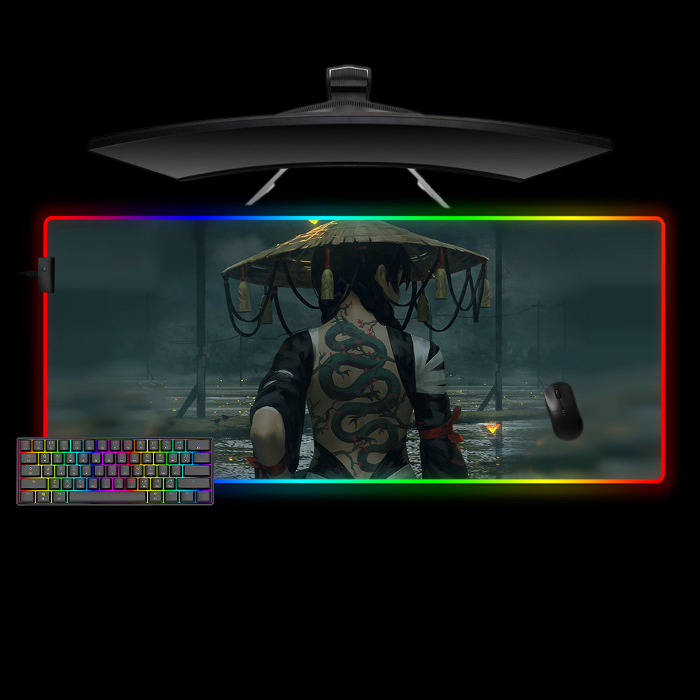 Allleftout Dragon Tattoo Girl Design M-Xxl Size Rgb Gaming Mouse Pad, Computer Desk Mat