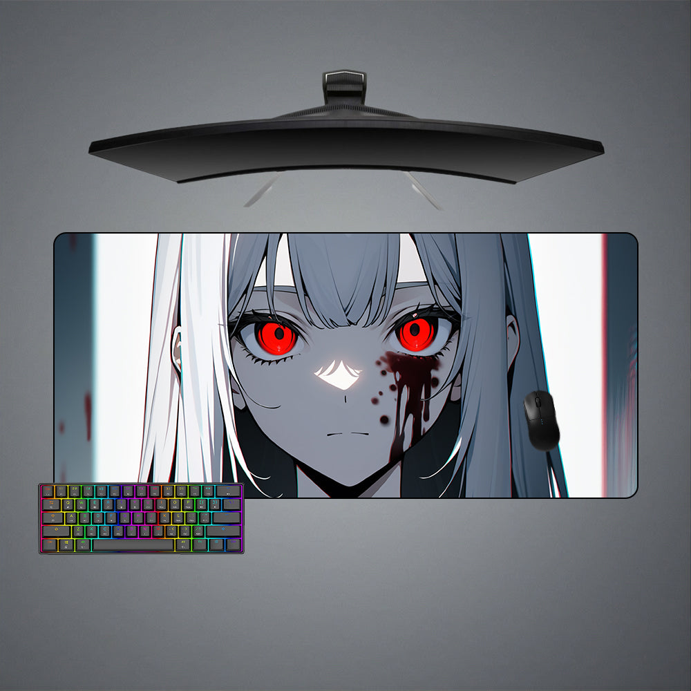 Allleftout Red Eyed Anime Girl Design M-Xxl Size Gaming Mouse Pad, Computer Desk Mat