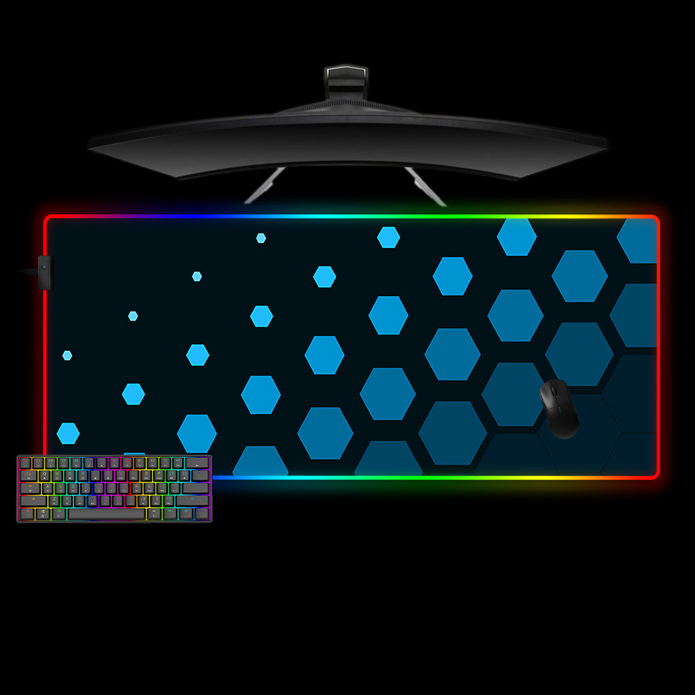 Allleftout Blue Hex Spots Design M-Xxl Size Rgb Gaming Mouse Pad, Computer Desk Mat